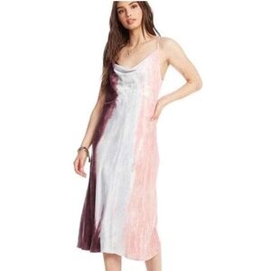 NWT Chaser Silk Slip Dress Colorblock Midi Size Medium